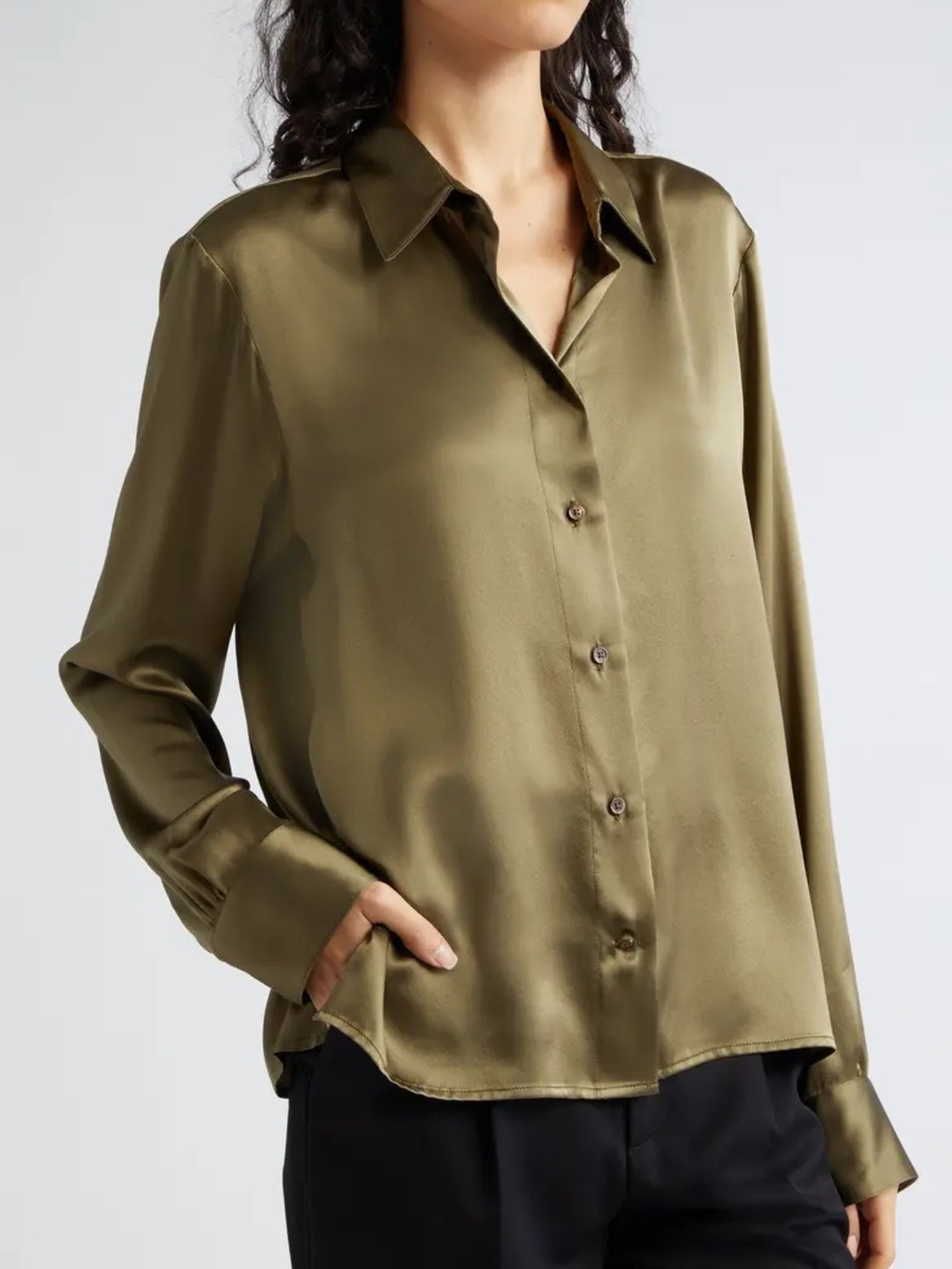 TWP Object of Affection Sage Silk Satin Button Up Shirt Size L Retail $525